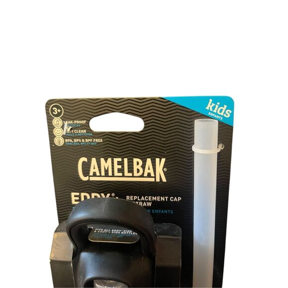 New CamelBak Kid's Black Eddy and Chute Mag Bottles + Replacement Cap & Straw - Picture 2 of 6